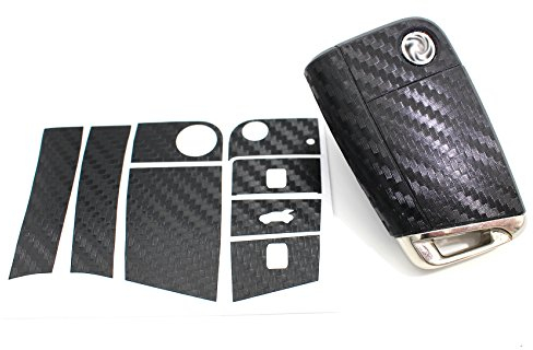 Finest Folia Schlüssel Folie K142 für 3 Tasten Auto Schlüssel Folien Cover Etui Schutzhülle Schlüsselhülle (Carbon Schwarz)