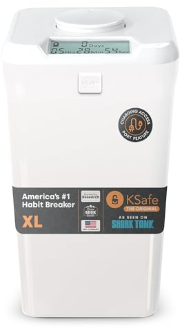 Kitchen Safe mit Zeitschloss-Container (XL), Zeitschloss-Box für Handys, Snacks und andere unerwünschte Versuchungen (weißer Deckel + 26.4cm weißer Behälter)