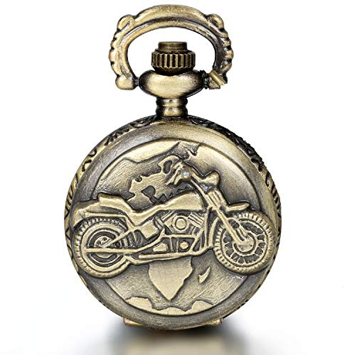 JewelryWe Retro Taschenuhr Herren Damen Spinnennetz Engelsflügel Kettenuhr Analog Quarz Uhr Anhänger mit Halskette Kette Bronze