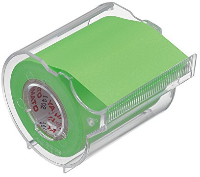 Yamato Memoc Roll Tape, Self-Stick Memo Paper Tape, with Tape Dispenser, 50mm x 10m, Lime, 1 ea. (RK-50CH-LI)