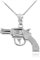Kleine Schätze Solid Sterling Silber 925 Revolver Pistol Pistole Anhänger Halskette