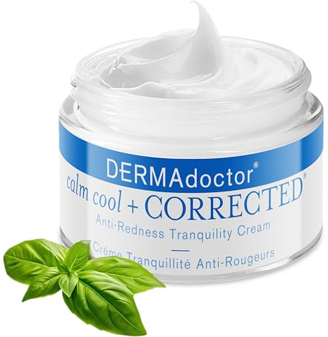 DERMAdoctor Redness Relief Tranquility Cream for Sensitive Skin 48g | Calming moisturiser with squalane, hyaluronic acid and white tea extract to soothe stressed skin.