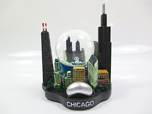 Chicago Schneekugel Poly Snowglobe Souvenir USA Hancock Tower The Bean