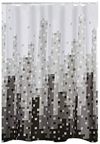 RIDDER Duschvorhang Textil Skyline grau 180x200 cm