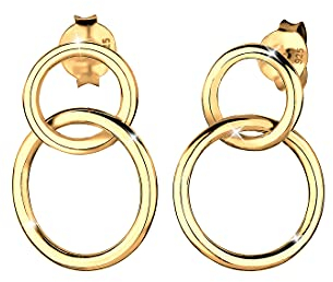 Elli Ohrringe Damen Kreis Geo Minimal in 925 Sterling Silber vergoldet