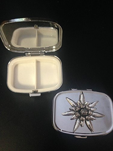 Großes Edelweiß C1 aus feinem englischen Zinn auf einer Reise Silber Rechteckig Pillendose Pillendose Pillendose Pillendose Pillendose Pillendose Pill