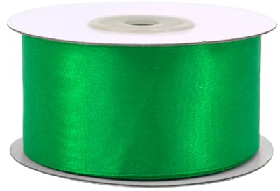 Satinband 38mm x 25m Rolle - FARBAUSWAHL in 3/6/12/18/25/38/50/75/100mm - farbecht & waschbar - Schleifenband für Hochzeit - Geschenkband zum Verpacken Dekorieren Basteln - Grün 580