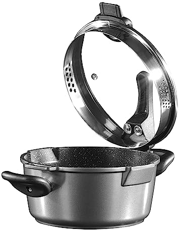 STONELINE Future Pentola colino 28 cm, con Coperchio in Vetro, Adatta a induzione pentole, Alluminio, Antracite