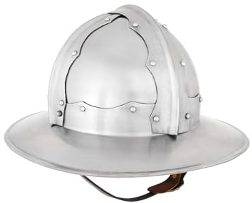 Battle-Merchant Italienischer Eisenhut, ca. 1460, schaukampftauglich | aus 1,6 mm Stahl, mit Leder Inlay, Ritter, Schaukampf, Mittelalter, für Reenactment, LARP & Fantasy Cosplay