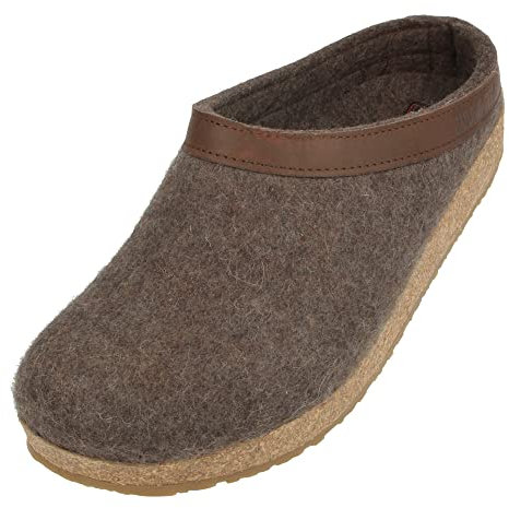 HAFLINGER Grizzly Torben Filzclog Hausschuh aus reinem Wollfilz braunmeliert, Gr. 50