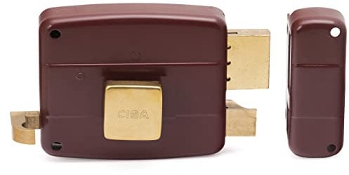 CISA 150111601N6, Serratura da Applicare, Tirante e Pomolo Interno, Cilindro Standard, Acciaio Verniciato Color Rosso Amaranto, Entrata 60, Mano Destra