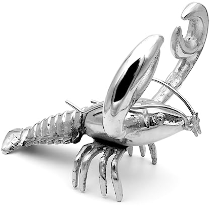 Brillibrum Design Hummer Figur Metall Versilbert Deko Lobster Silber Vintage Tisch-Dekoration Versilberte Statue (Variante 2)