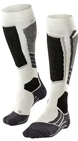 FALKE Damen Skisocken SK2 Intermediate W Kh Wolle Funktionsmaterial warm dick 1 Paar, Weiß Off-White 2040, 37-38