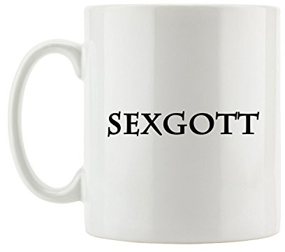 Pixxprint Sexgott Perfekter Liebhaber Sex Tasse, ca. 300ml Fassungsvermögen, Keramik Weiß, Spülmaschinenfest