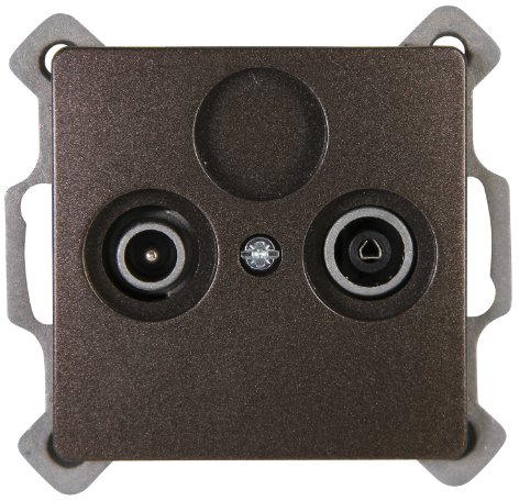 Kopp Paris Antennensteckdose, TV/RF, Einzel- und Durchgangsdose für Kabelfernsehen, Einzel- und Gemeinschaftsanlagen, IP20, palisander-braun, 921326087