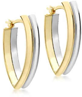 Carissima Gold Damen 2-farbig V-förmige Huggy Ohrringe 9k (375) Gold
