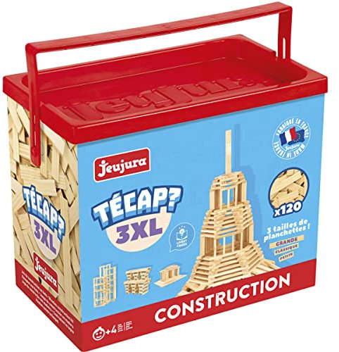Jeujura - 8321- Jeux de Tecap - A partir de 4 ans - Format 3XL - 3 tailles de planches pour 3 fois plus de construction - Fabriqué En France, 120 Pièces