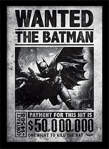 Pyramid International FP11085P-PL Batman Arkham Origins (Wanted) gerahmter Druck, 250 GSM Paperwrap MDF, Mehrfarbig, 44 x 33 x 4 cm