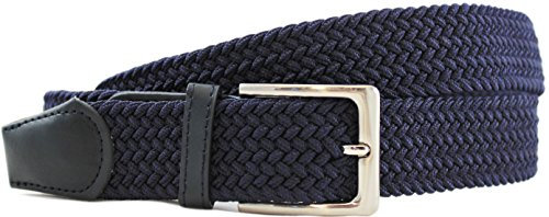 Komfortabel Elastische Geflochtener Stretch Gürtel - Stretchbelt - Stoffgürtel - Gürtel Flecht - Damen und Herren (95 B.W. = Gesamtlänge 110 Cm., Blau)