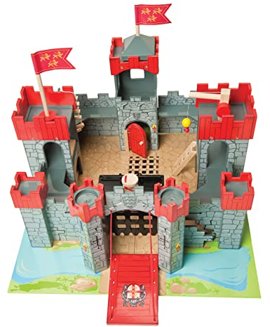 Le Toy Van – Pädagogisches Castles Collection Rollenspiel „Löwenherz“ aus Holz | Ritterburg Spielset aus Holz für Kinder Modellburg für Mädchen & Jungen