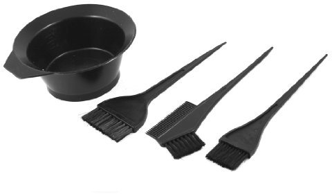 sourcing map 4 Pcs schwarz Plastik Messbecher Färbeschale Färbepinsel Pinsel Haarfärben