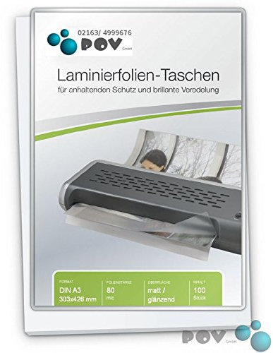 POV® Laminierfolien A3 (303 x 426 mm), 2 x 80 mic, matt/glänzend, Verpackungseinheit: 100 Stück