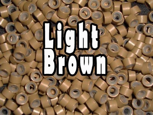 Kiara World Silicone Micro Rings Beads - 100 Light Brown 5mm rings for I Tip Hair Extensions or Feather Hair Extensions