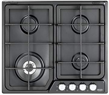 Delonghi PFA46GH Plateau de cuisson 4 feux 1 double couronne gaz 58 cm grilles en fonte anthracite