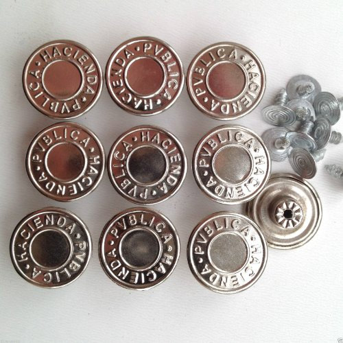Always Knitting and Sewing 10 X Hammer On Jeans/denim Buttons, 20mm, Silver