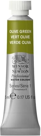 Winsor & Newton 0102447 Professional Aquarellfarbe, lebendige Wasserfarben in Künstlerqualität, hohe Farbbrillanz & Leuchtkraft, lichtecht, Archivqualität, 5ml Tube - Olivgrün