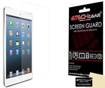 TECHGEAR Protection d'Écran pour iPad Mini avec Retina Display, Film de Protection Ultra Clair avec Chiffon et Carte d'Application Compatible pour Apple iPad Mini/iPadMini 2 / 2ème gén