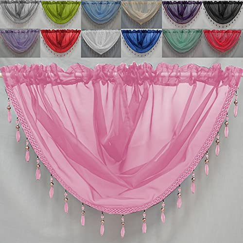 John Aird Crystal Beaded Voile Curtain Swag (Pink)