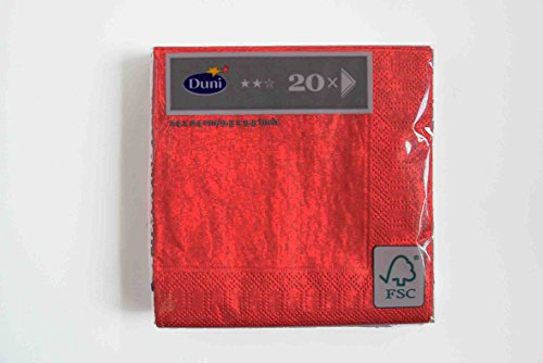 Duni Cocktail-Servietten 3lagig Tissue Uni rot, 24 x 24 cm, 20 Stück