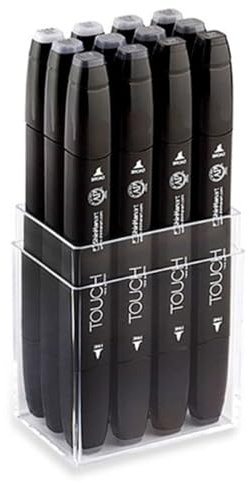 Filzstift Touch Doppelspitz Set 12er Cold Grey in Hartkunststoffbox
