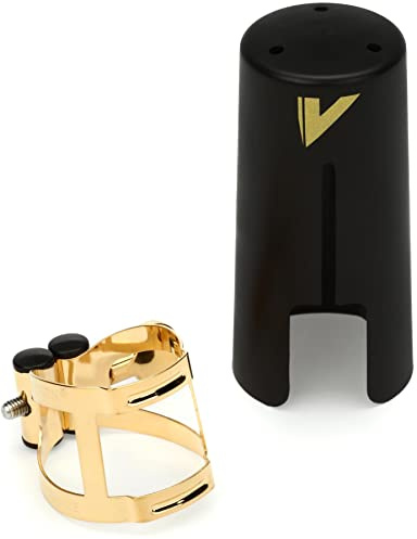 Vandoren LC56DP M/O Ligature and Plastic Cap for Soprano Saxophone; Gilded Finish