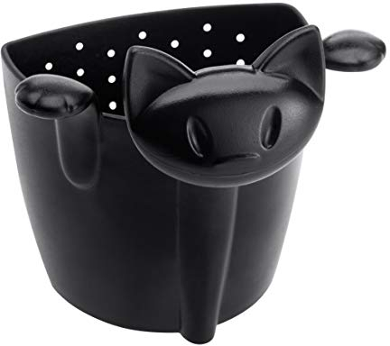 Koziol MIAOU Teesieb Katze, Teeei für losen Tee, lustig, Teesieb für Tasse zum Einhängen, Tee Ei Sieb, spülmaschinengeeignetes Teezubehör, Tea Strainer, Teekugel, Tee-Sieb, Siebeinsatz, Schwarz
