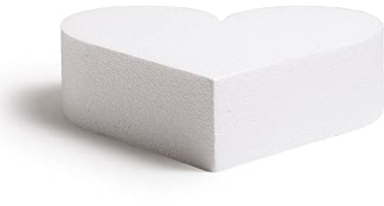 Decora, 0174060 Herzförmiger Styropor-Dummy einzeln verpackt, Ideal als Unterlage für gestapelte Kuchen, Gerade Kanten, 15 X H 7,5 cm, Beige