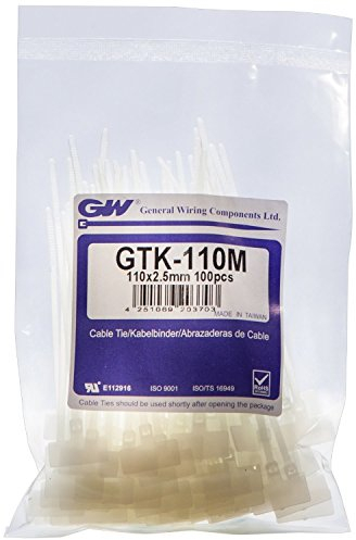 GW Kabelbinder-Technik, Kabelbinder 110 x 2,5 mm mit Beschriftungsfeld 9,2 x 20,5 mm, natur, 100 Stück, GTK-110MC