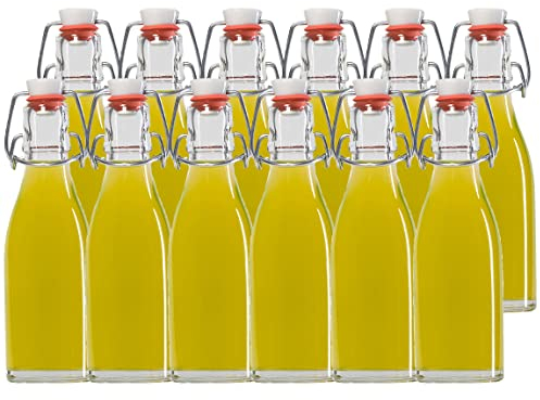 hocz 6er Set Bügelflaschen Bügelflasche Glasflaschen 200ml Saftflaschen 0,2 l mit Bügelverschluss zum Selbstbefüllen