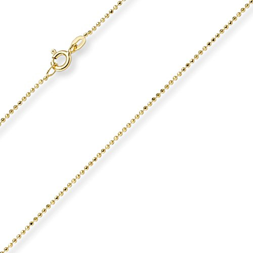 1mm Kugelkette diamantiert Kette Goldkette Halskette aus 585 Gold Gelbgold, 50cm