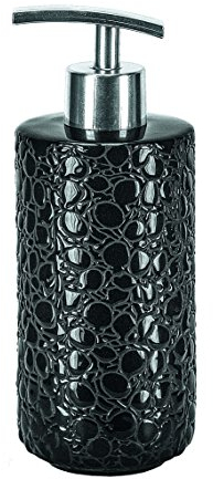 Kleine Wolke 5846926854 Kroko Seifenspender, Porzellan, schwarz, 7.3 x 7.3 x 18 cm