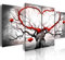 B&D XXL - Wandbilder XXL Liebe 160x80 cm Vlies Leinwandbild 4 Teilig Kunstdruck modern Wandbilder XXL Wanddekoration Design Wand Bild - Love Baum grau rot Abstrakt 5717
