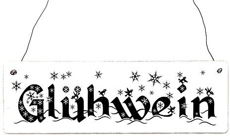 Interluxe Shabby Vintage Schild Türschild GLÜHWEIN Winter Holzschild Dekoration Küche