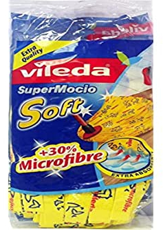 Vileda SuperMocio Soft con testina di ricambio per mocio in microfibra al 30% (giallo, 1 pezzo)