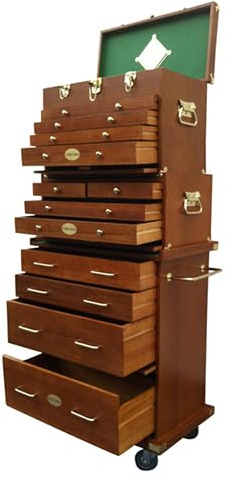 US Pro Tools Wooden Tool Box Chest Wood Cabinet Engineer Collectors Machinist