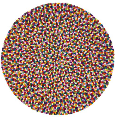 myfelt Filzkugelteppich Lotte - Ø 180 cm, ideal für Schlaf, Wohn, Kinderzimmer, Flur & Bad, bunt