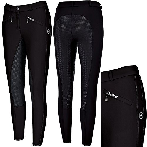 PIKEUR SOFTSHELL Damen Vollbesatz Reithose LATINA GRIP, schwarz/schwarz, 88 (44 lang)