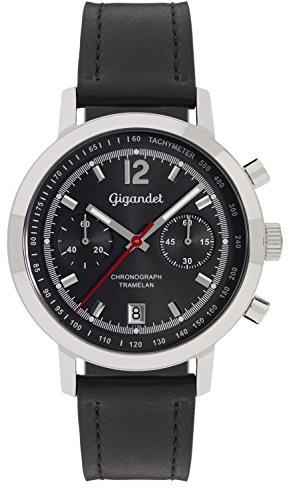 Gigandet Herren-Armbanduhr Chronograph Quarz Analog Leder schwarz Tramelan G10-007