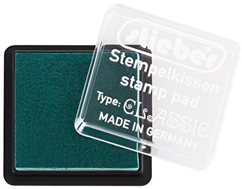 stieber® Mini-Stempelkissen mit Schnappdeckel, Gehäuse ca. 41x41 mm, Fasermaß ca. 34x34 mm *Bitte Farbe auswählen* (GRÜN)