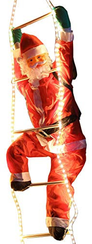 Gartenpirat Weihnachtsmann auf Leiter aus LED-Lichtschlauch warmweiß Deko Nikolaus Weihnachtsdekoration Weihnachtsfigur innen außen